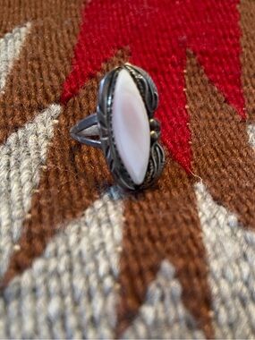 Sterling Silver Pink Shell Marquise Ring